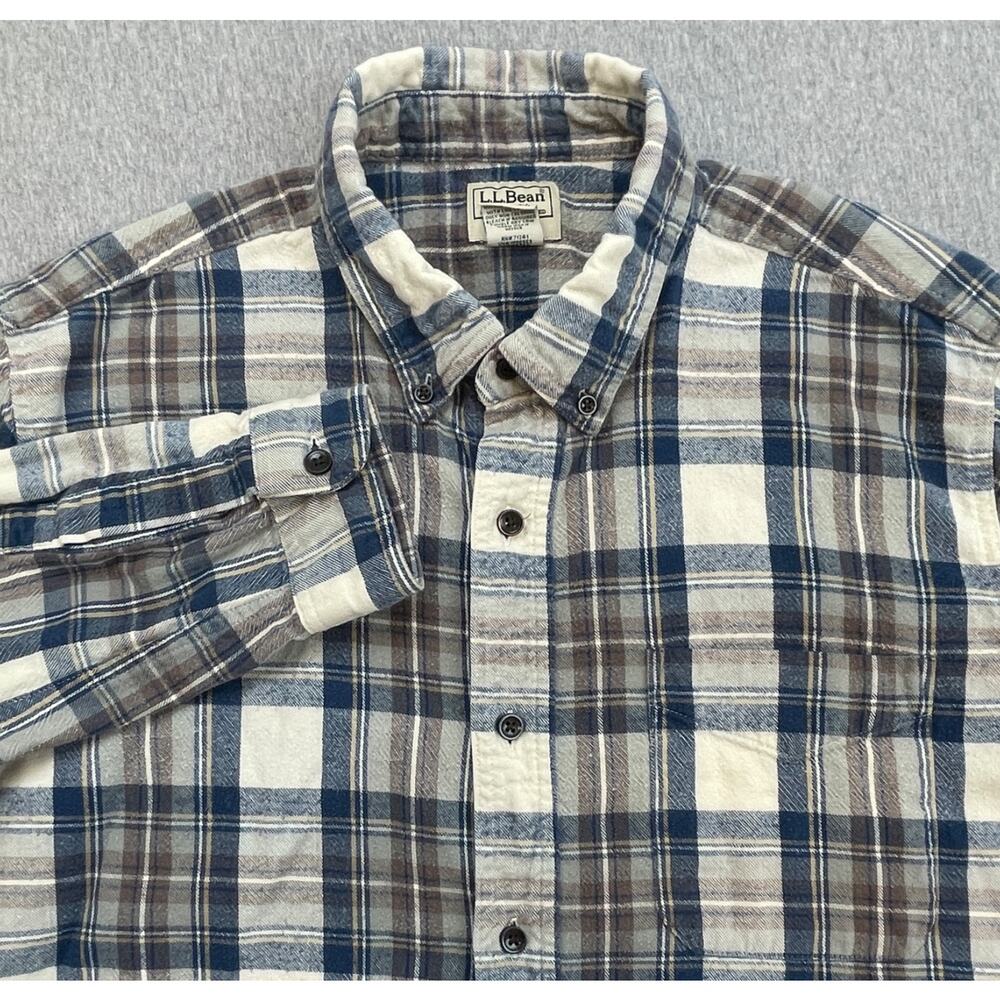 LL Bean Shirt Mens‎ XL Plaid 100% Cotton Slim Fit Button Down Long Sleeve